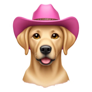 blonde labrador wearing pink cowboy hat sticker
