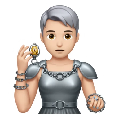 Submissive man wearing feminine clothes and chastity cage sticker