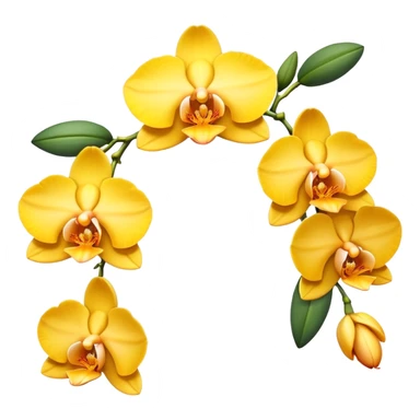 Yellow side facing orchid flower of indian wedding garland sticker