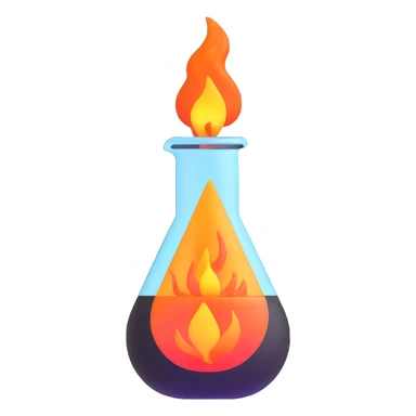 beaker with fire and steam, exothermic reaction sticker