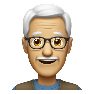 an elderly man smiling without a mustache and glasses sticker