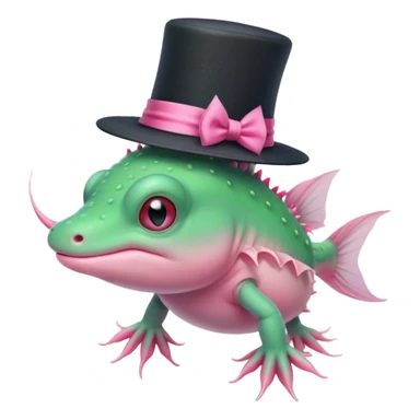 green axolotl with magician hat sticker