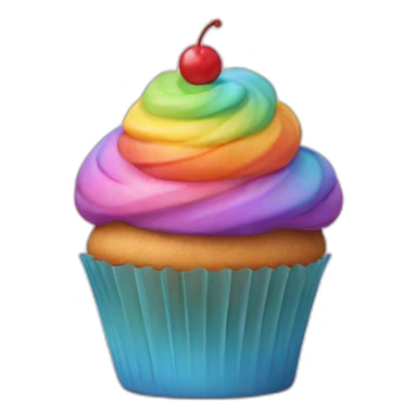 Happy cupcake with rainbow icing  sticker