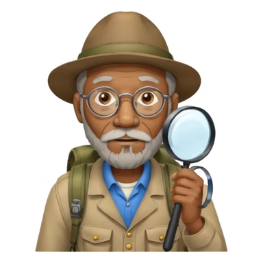 Explorer old black Man with backpack and magnifying glass sticker