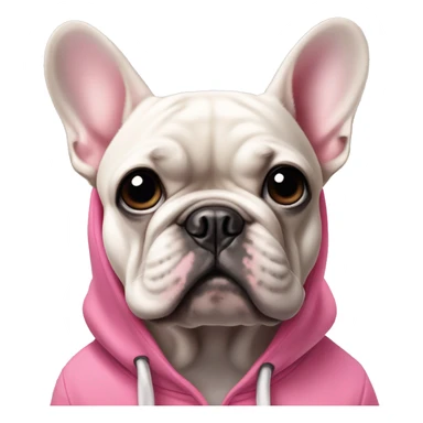 A French bulldog with black head and a pink hoodie sticker
