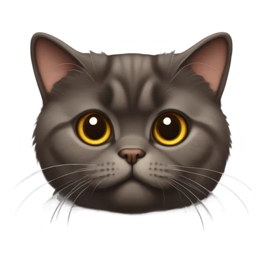 fluffy unimpressed looking deep chocolate brown british shorthair cat face and body sticker