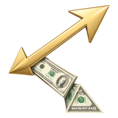 investment concept with upward arrow and money sticker