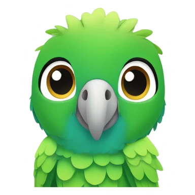 The front face of a baby Amazon parrot in Japanese animation style sticker