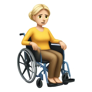 sad disabled white woman on a wheelchair sticker