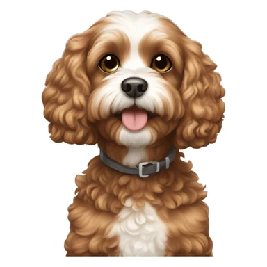 brown and white cavapoo dogs sticker