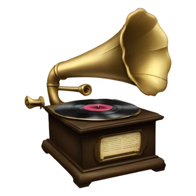vintage gramophone with vinyl record sticker