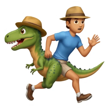 Dude running away from dinosaur sticker