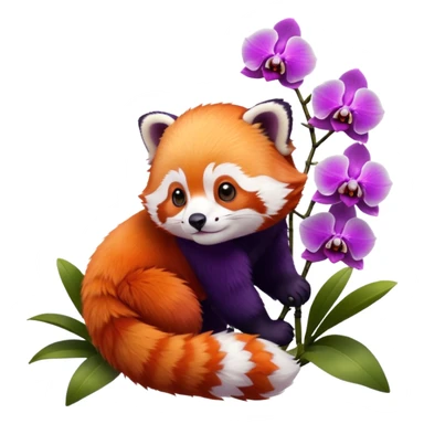 red panda with orchid sticker