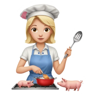 pig cook blonde no hat sticker