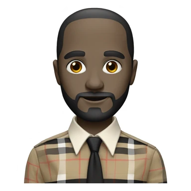 A pale man with a black beard and comb over wearing a burberry shirt  sticker