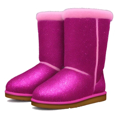 Realistic magenta glitter and fur Ugg boots. sticker