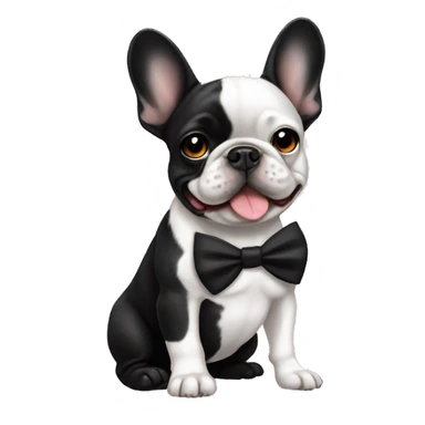 black white frenchie with a bow sticker