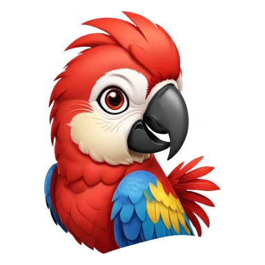 cinematic-cute-macaw-portrait-emoji,-head-tilted-playfully-and-inquisitively,-with-a-dazzling-red-plumage-and-round,-sparkling-eyes-filled-with-charm,-simplified-yet-irresistibly-adorable-features,-highly-detailed sticker