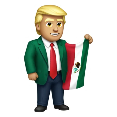 Donald Trump holding a Mexico flag sticker