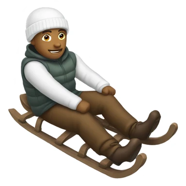 white man on sled sticker