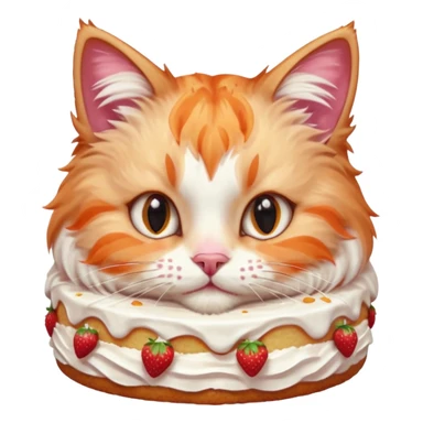 Close-up portrait of a fluffy cat eating a strawberry cake, pink cream on its nose and whiskers, detailed fur texture, soft natural light, shallow depth of field, high resolution, cute and candid moment
, sticker