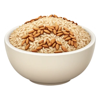 white bowl filled with brown rice, simple, clear sticker