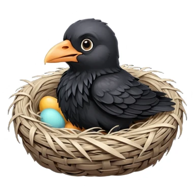 baby crow in nest sticker