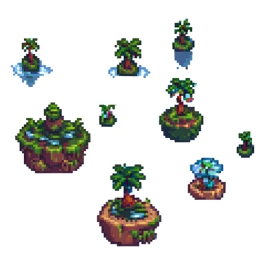 dream, pixel art, floating islands, whimsical colors sticker