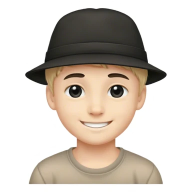 smiling boy in hat with all black eyes  sticker
