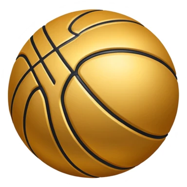 basketball with luxury gold metallic surface instead of orange, black lines pattern of a basketball sticker