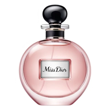 Miss Dior perfume bottle, elegant, floral, feminine, soft pink sticker