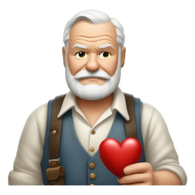 Ernest Hemingway holds a heart in his hand sticker