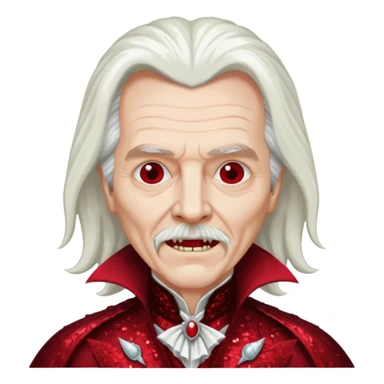 Gary Oldman as Dracula with long white hair, dark red sequin outfit, without glasses sticker