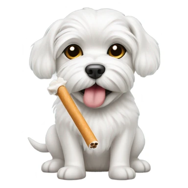 Maltese dog with joint in mouth sticker
