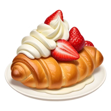 Brioche croissant with creamy mascarpone and strawberries inside sticker