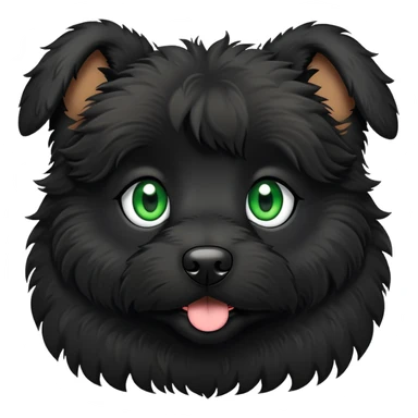 Black doodle dog with green eyes sticker