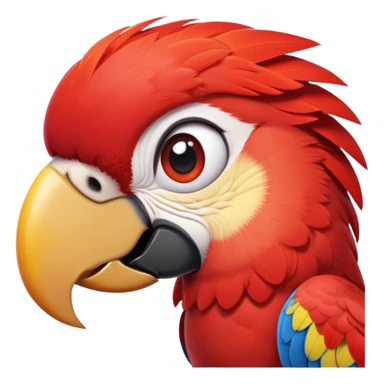 cinematic-cute-macaw-portrait-emoji,-head-tilted-playfully-and-inquisitively,-with-a-dazzling-red-plumage-and-round,-sparkling-eyes-filled-with-charm,-simplified-yet-irresistibly-adorable-features,-highly-detailed sticker