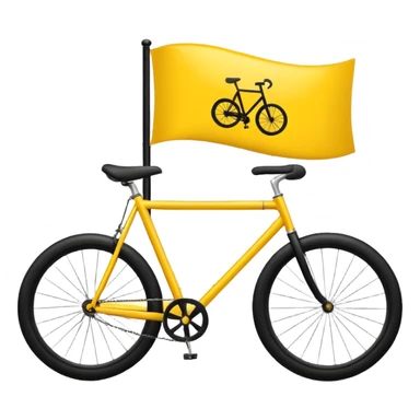 Design a premium TDP flag emoji with rich yellow background and elegant black bicycle symbol. Flat vector style, slightly glossy but minimal, high contrast, no text, no shadows. Square 1:1, transparent background, luxury emoji look for Instagram highlights. sticker