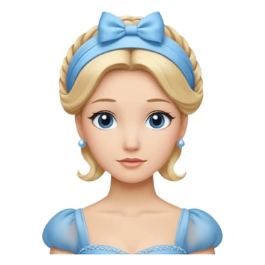 cendrillon on voit juste le buste elle est blonde avec les cheveux releve et un serre tete bleu ciel et elle porte une robe de soirée bleu ciel sticker