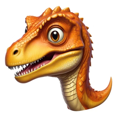 Cinematic Realistic Comical velociraptor/T-rex Portrait Emoji, Head tilted dramatically with an exaggeratedly amused expression, featuring a striking, glossy scaled body with bold natural textures and wide, expressive eyes brimming with playful disbelief, rendered with lifelike detail and dynamic natural lighting, high shine, dramatic yet playful, styled with an air of cheeky prehistoric mischief, soft glowing outline, capturing the essence of a spirited and over‐the‐top velociraptor/T-rex that looks ready to bellow its way into viral fame! sticker