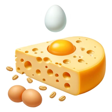 Ethereal glowing vitamin K2 symbol surrounded by aged cheese, golden egg yolk, and natto. A single bone floats nearby with a golden dot where calcium is being properly deposited, showing how K2 guides calcium to strengthen bones. sticker