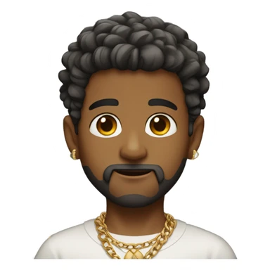indian boy, with low taper fade and fluffy hair, , and a started beard, wearing gold chains, with earing.\ sticker