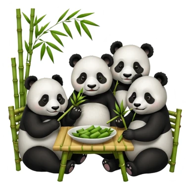 famille panda à table sticker