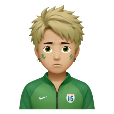 Draw Seong Gi-hun (Player 456) with messy hair, green tracksuit & tired but hopeful expression. sticker