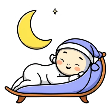 cute sleeping moon with nightcap and snoring sticker