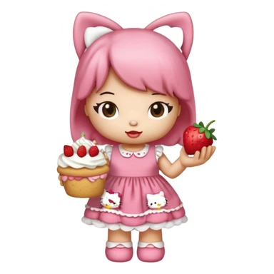 hello kitty strawberry shortcake pink sticker