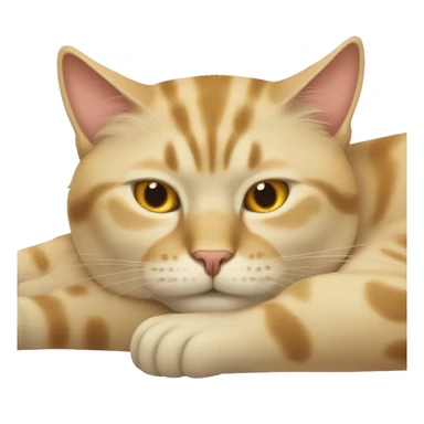 A sandy-colored cat with white spots is lying asleep sticker