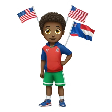 boys in sportswear with flags sticker