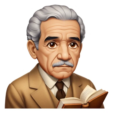 Cinematic Realistic Gabriel García Márquez Portrait Emoji, depicted as a visionary writer with a contemplative gaze in period attire, rendered with rich textures and warm literary lighting that captures his magical realism legacy. sticker