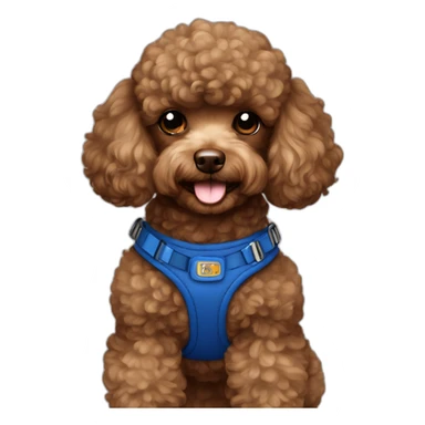 Brown-Toy-poodle-with-dark-blue-harness sticker